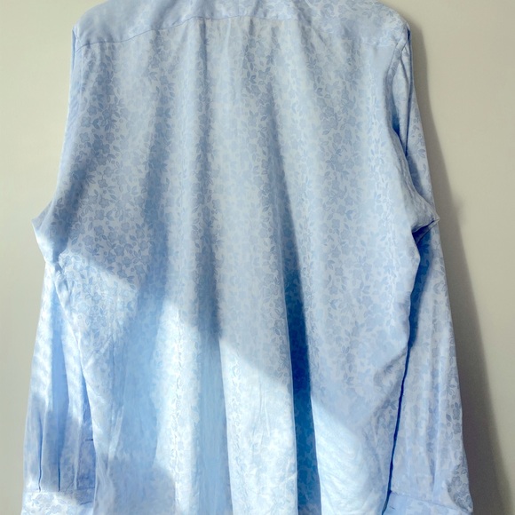 Duchamp Slim-fit Blue Floral Dress Shirt 44/17.5 - Picture 2 of 5